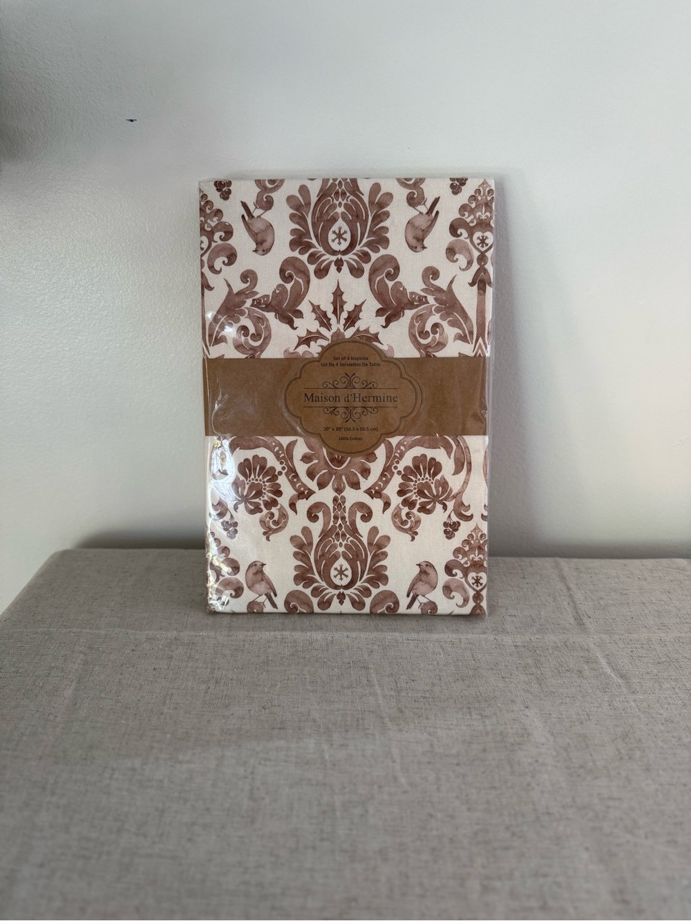 Maison d'Hermine Decorative Damask Brown Napkins